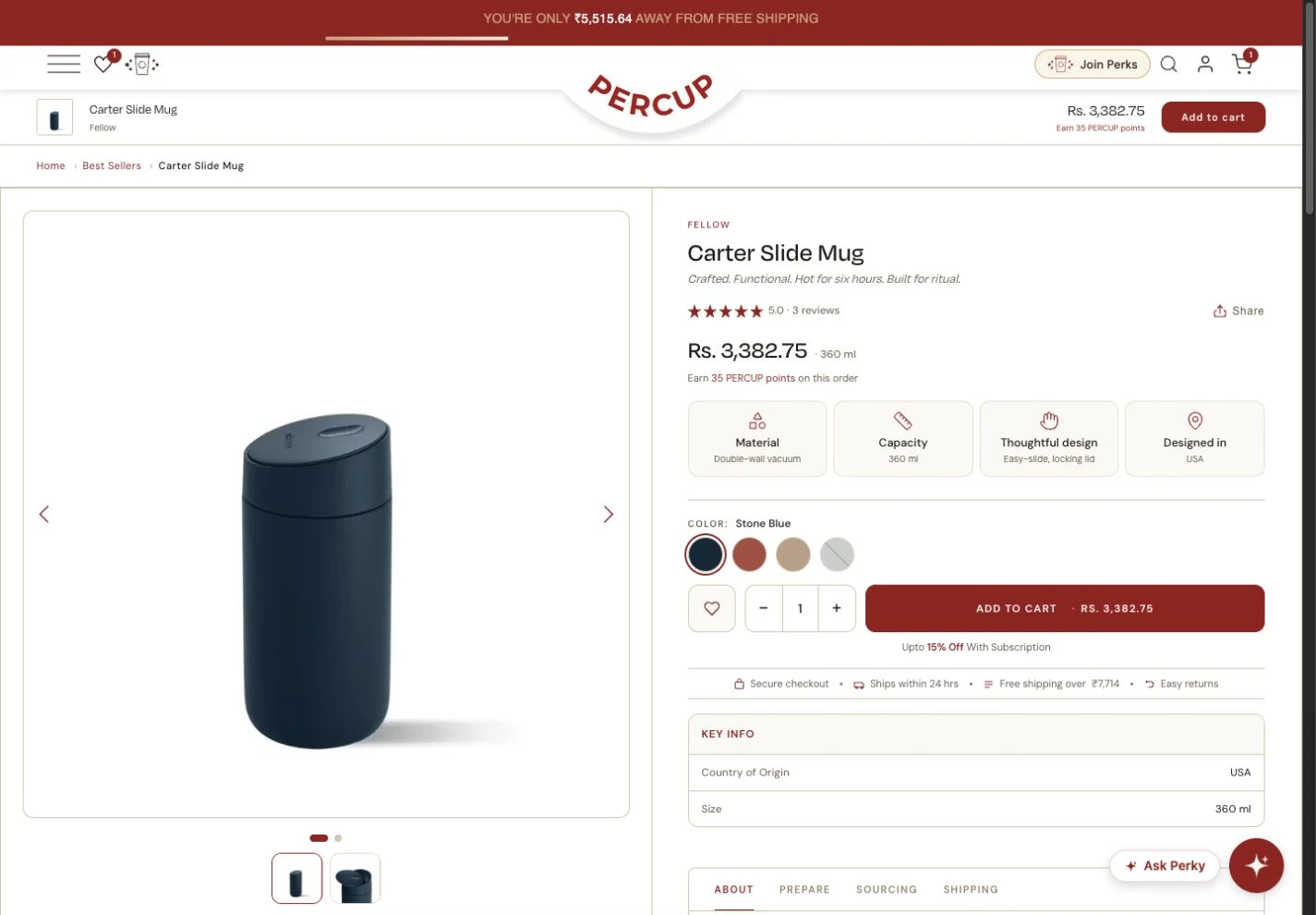 Percup Carter Slide Mug product page