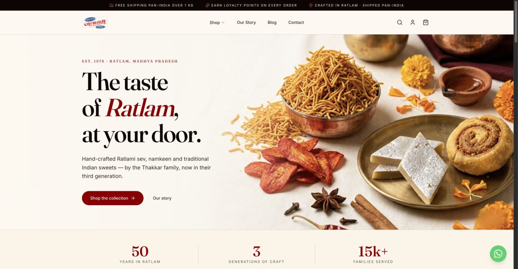 Jalaram Sweets new storefront · migration upcoming